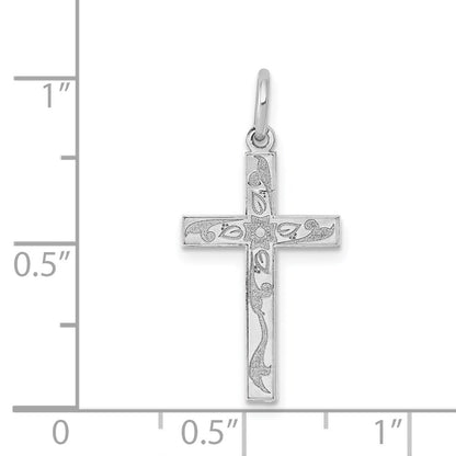 14k White Gold 14K White Gold Laser Designed Cross Charm
