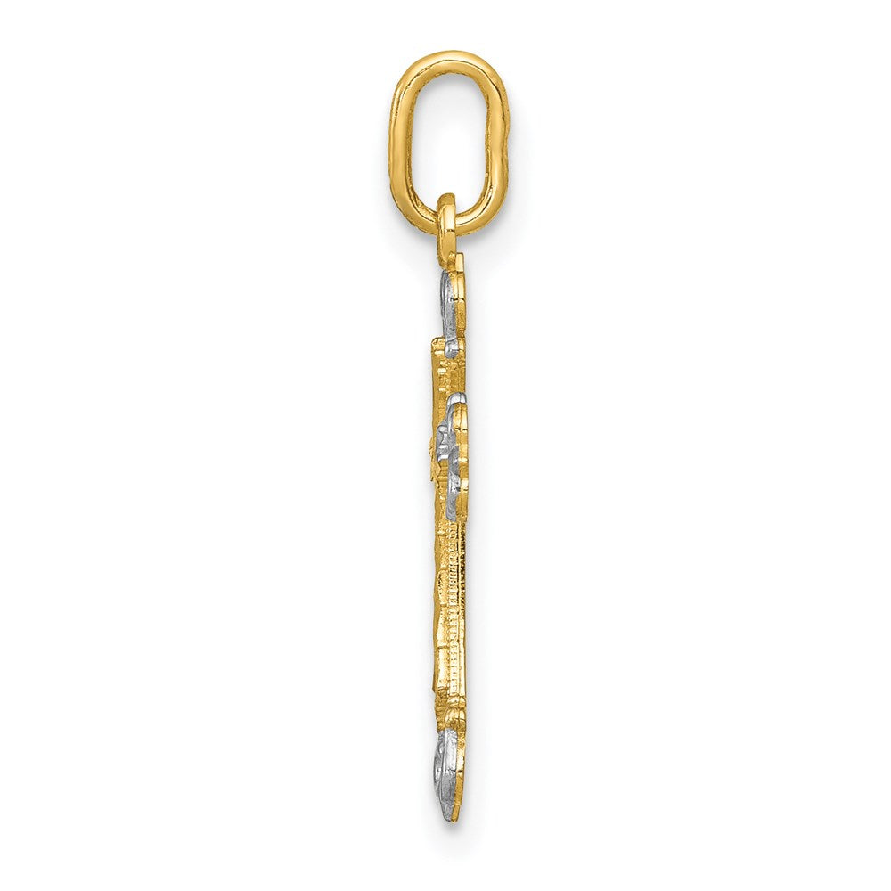 14k Yellow & Rhodium 14K w/Rhodium Cross Charm
