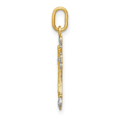 14k Yellow & Rhodium 14K w/Rhodium Cross Charm