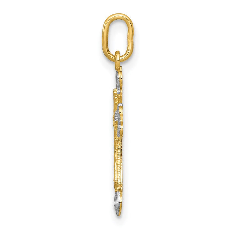 14k Yellow & Rhodium 14K w/Rhodium Cross Charm