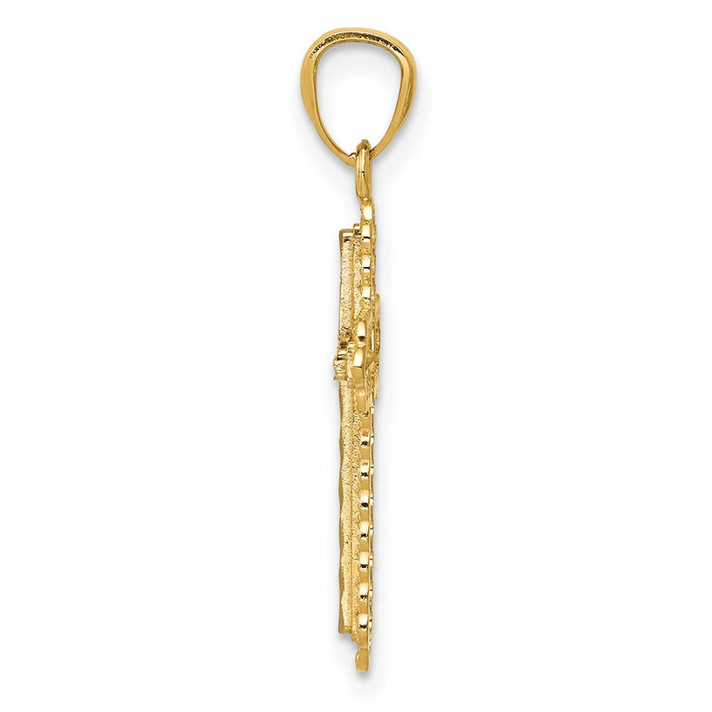14k Yellow & Rhodium 14K w/Rhodium Diamond Cut Cross Pendant
