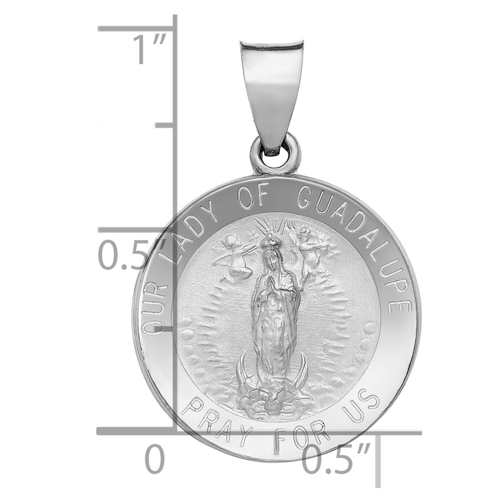 14k White Gold 14K White Gold Lady of Guadalupe Medal Hollow Pendant