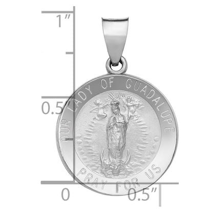 14k White Gold 14K White Gold Lady of Guadalupe Medal Hollow Pendant
