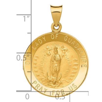 14k Yellow Gold 14k Polished/Satin Our Lady of Guadalupe Medal Hollow Pendant