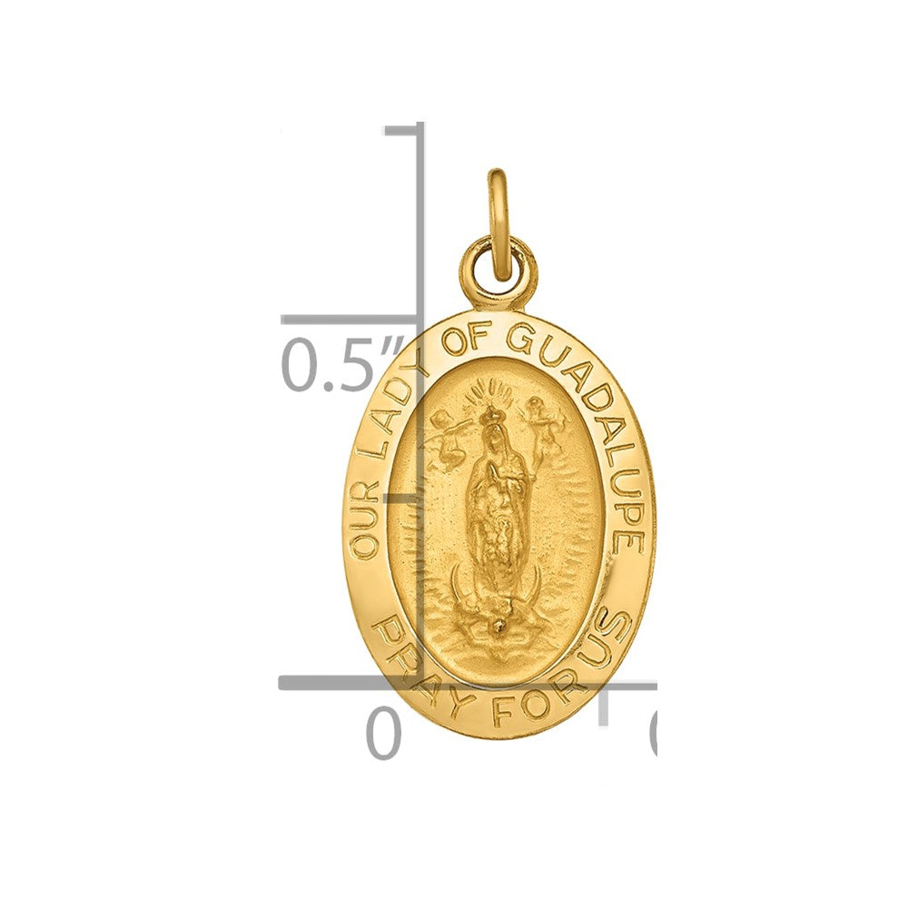 14k Yellow Gold 14k Polished and Satin Our Lady of Guadalupe Medal Pendant