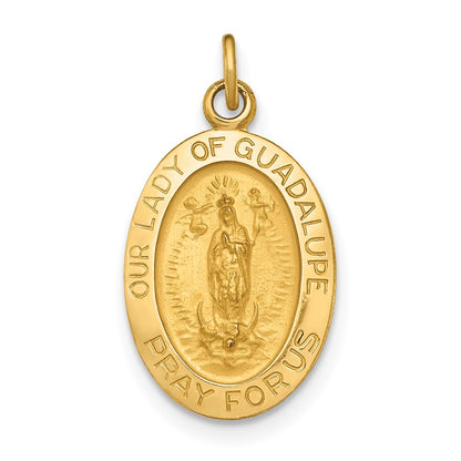 14k Yellow Gold 14k Polished and Satin Our Lady of Guadalupe Medal Pendant