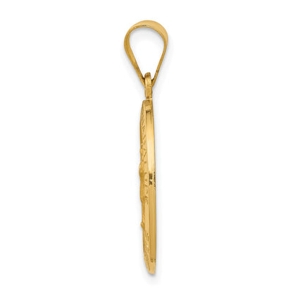 14k Yellow Gold 14k Polished and Satin Our Lady Guadalupe Medal Hollow Pendant