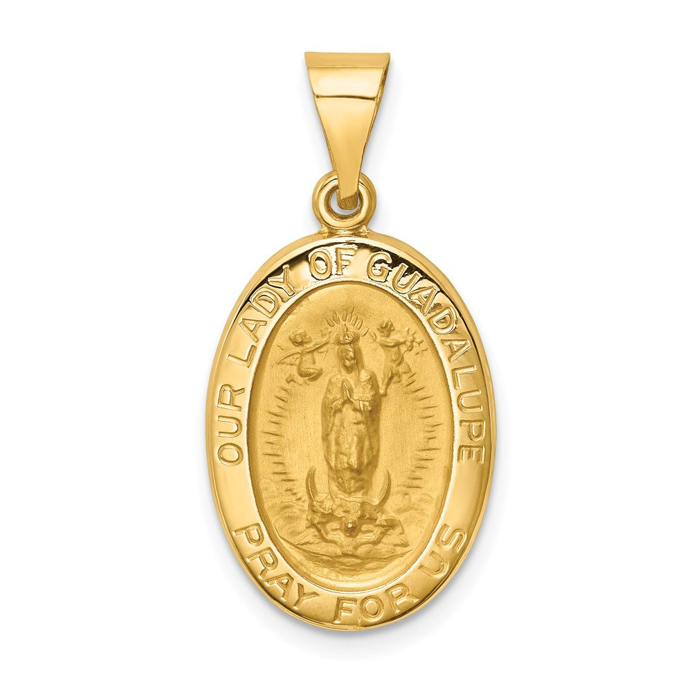 14k Yellow Gold 14k Polished and Satin Our Lady Guadalupe Medal Hollow Pendant