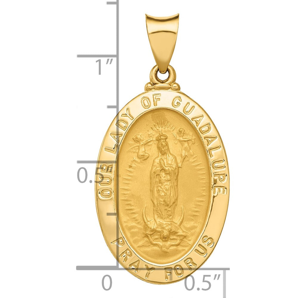 14k Yellow Gold 14k Polished and Satin Our Lady Guadalupe Medal Hollow Pendant