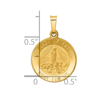 14k Yellow Gold 14k Polished and Satin Our Lady Fatima Medal Hollow Pendant