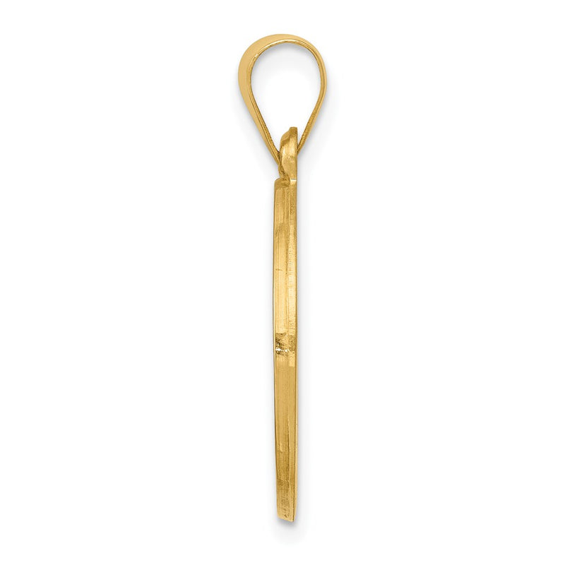 14k Yellow Gold 14k Polished and Satin Our Lady of Lourdes Medal Hollow Pendant