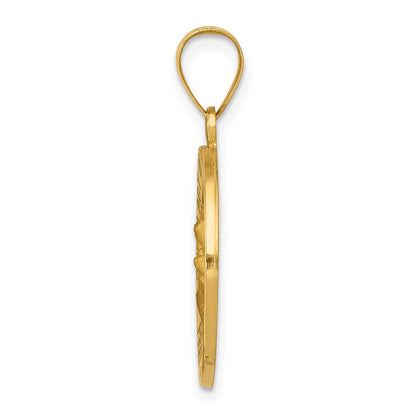 14k Yellow Gold 14k Polished/Satin Our Lady Perpetual Help Medal Hollow Pendant