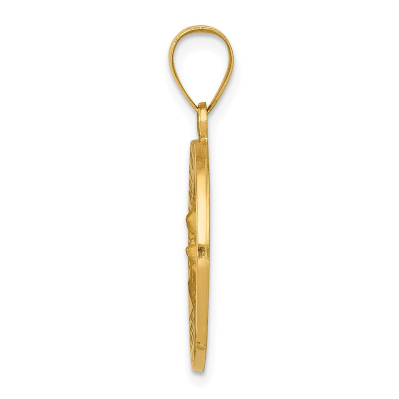 14k Yellow Gold 14k Polished/Satin Our Lady Perpetual Help Medal Hollow Pendant