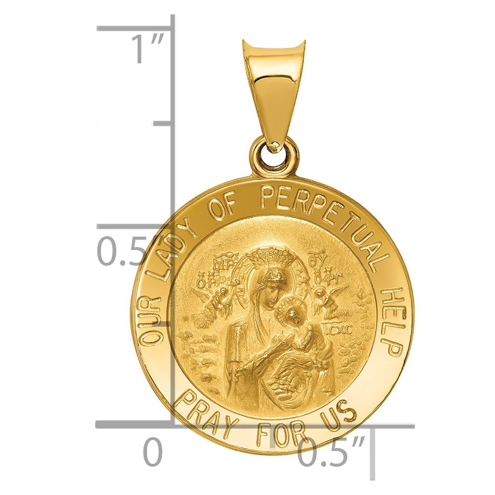 14k Yellow Gold 14k Polished/Satin Our Lady Perpetual Help Medal Hollow Pendant