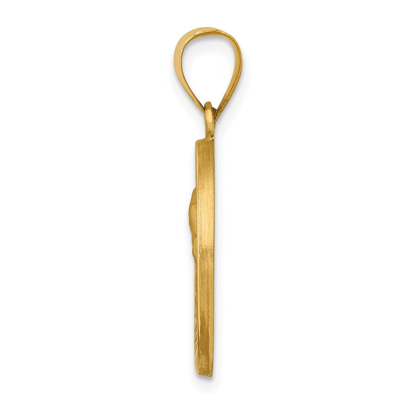 14k Yellow Gold 14k Polished and Satin Our Lady of Sorrows Medal Hollow Pendant