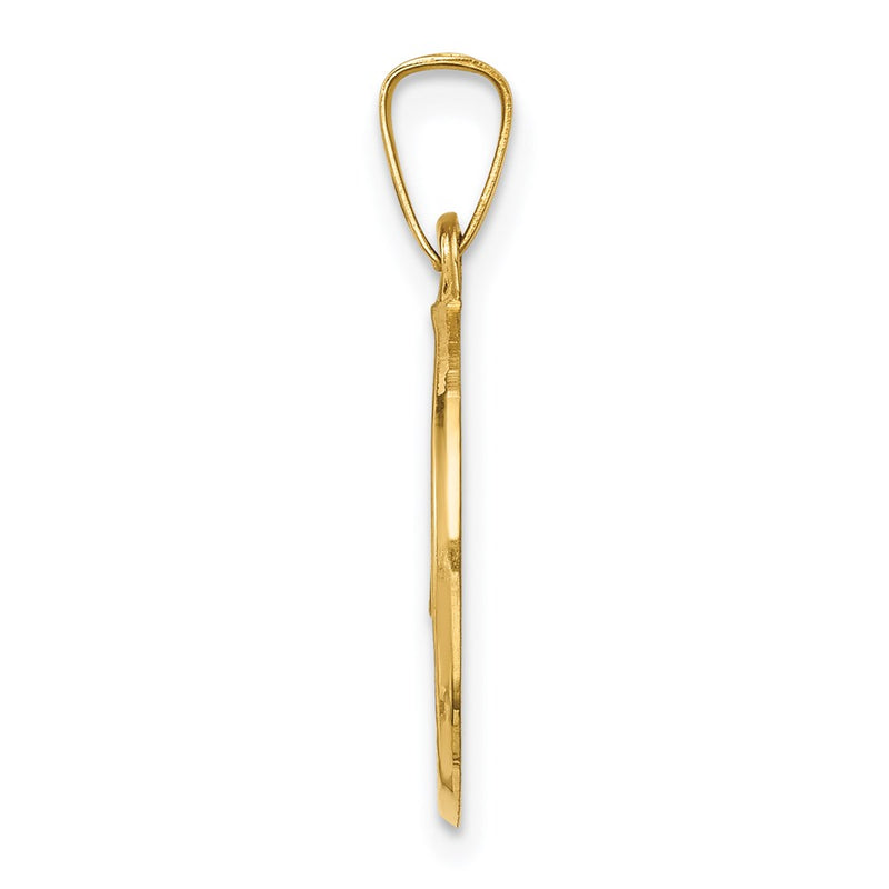 14k Yellow Gold 14k Polished and Satin Caridad Del Cobre Medal Hollow Pendant