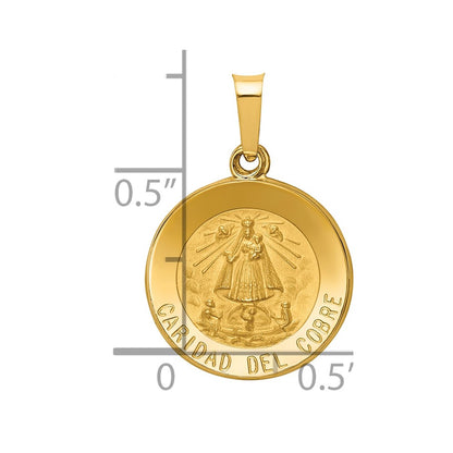 14k Yellow Gold 14k Polished and Satin Caridad Del Cobre Medal Hollow Pendant