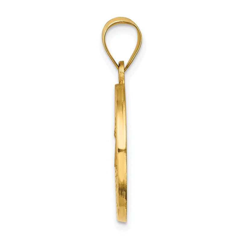 14k Yellow Gold 14k Polished and Satin Caridad del Cobre Medal Hollow Pendant