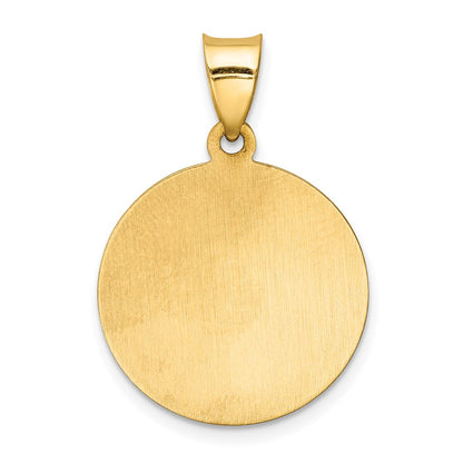 14k Yellow Gold 14k Polished and Satin Caridad del Cobre Medal Hollow Pendant