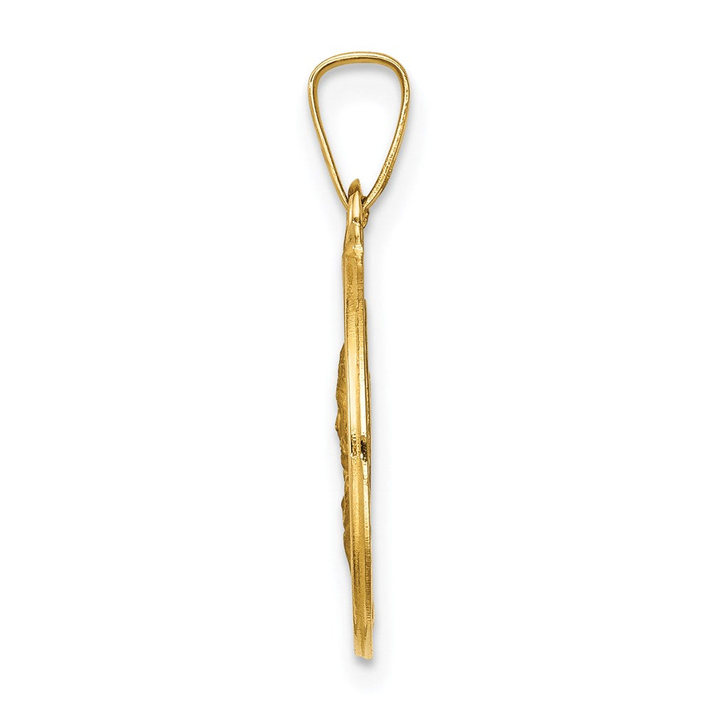 14k Yellow Gold 14k Matka Boska Czestochowska Reversible Medal Hollow Pendant