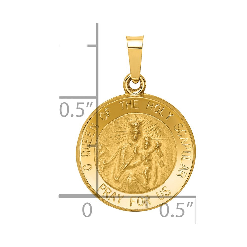 14k Yellow Gold 14K Queen Of The Holy Scapular Reversible Medal Hollow Pendant