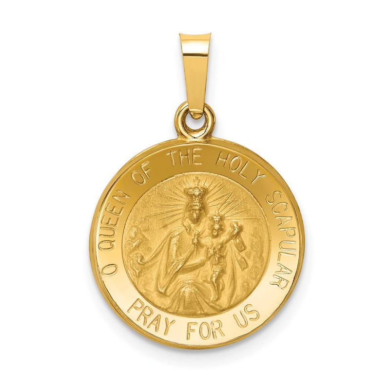 14k Yellow Gold 14K Queen Of The Holy Scapular Reversible Medal Hollow Pendant