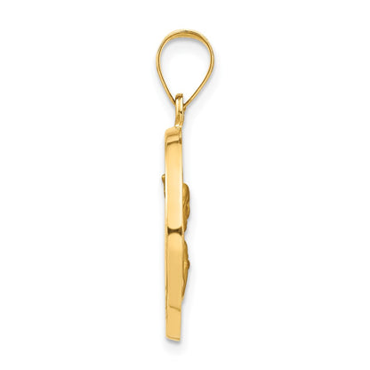 14k Yellow Gold 14K Queen Of The Holy Scapular Reversible Medal Hollow Pendant