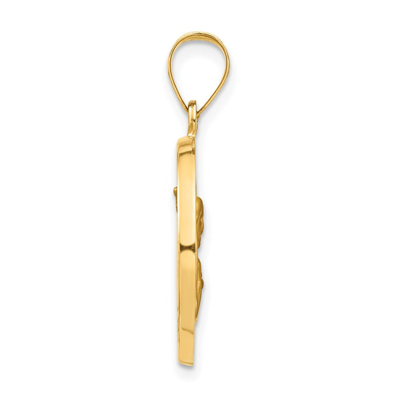 14k Yellow Gold 14K Queen Of The Holy Scapular Reversible Medal Hollow Pendant