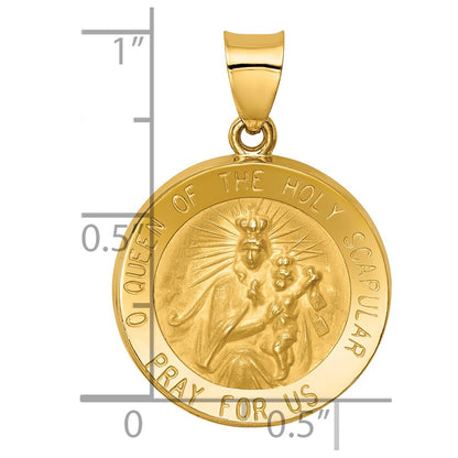 14k Yellow Gold 14K Queen Of The Holy Scapular Reversible Medal Hollow Pendant