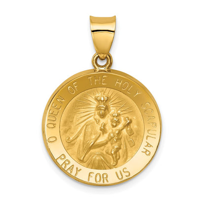 14k Yellow Gold 14K Queen Of The Holy Scapular Reversible Medal Hollow Pendant