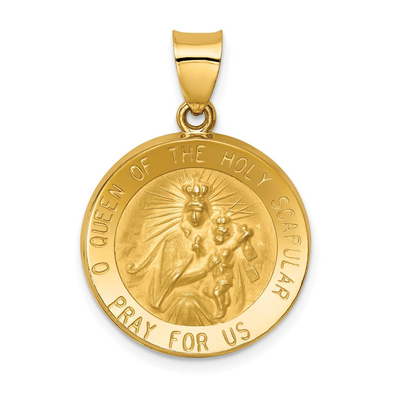 14k Yellow Gold 14K Queen Of The Holy Scapular Reversible Medal Hollow Pendant