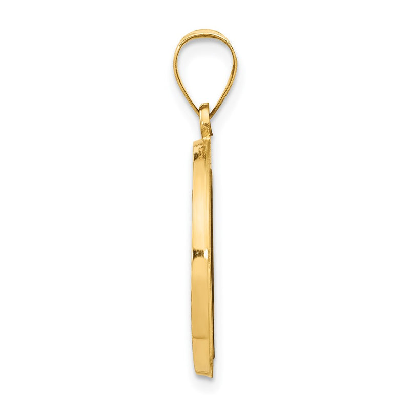 14k Yellow Gold 14k Polished and Satin Miraculous Medal Hollow Pendant