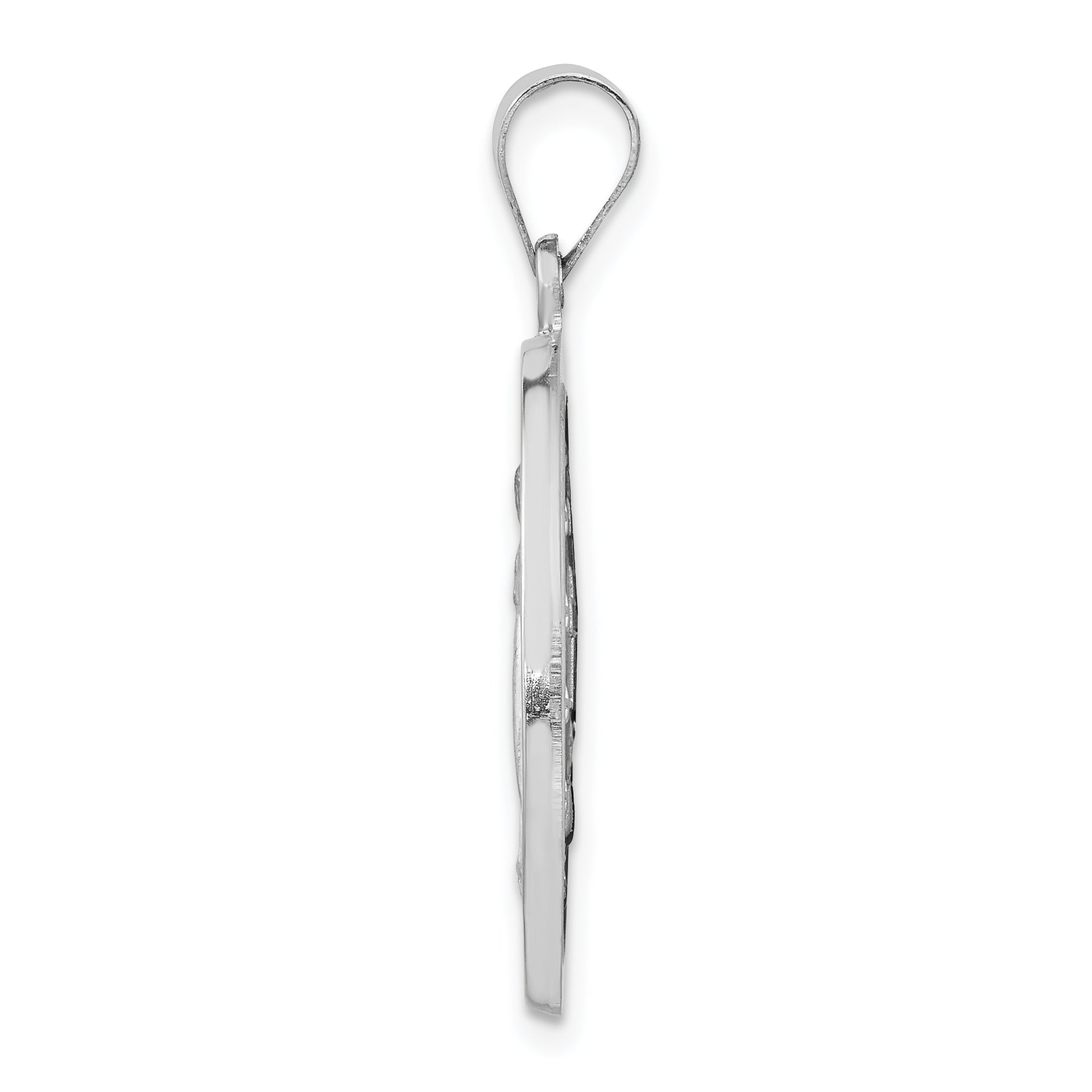 14k White Gold 14k White Gold Polished / Satin Miraculous Medal Hollow Pendant
