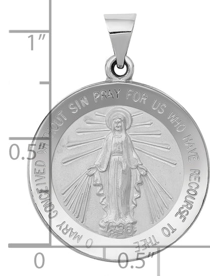14k White Gold 14k White Gold Polished / Satin Miraculous Medal Hollow Pendant