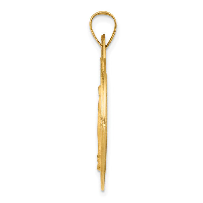 14k Yellow Gold 14k Polished and Satin Miraculous Medal Hollow Pendant