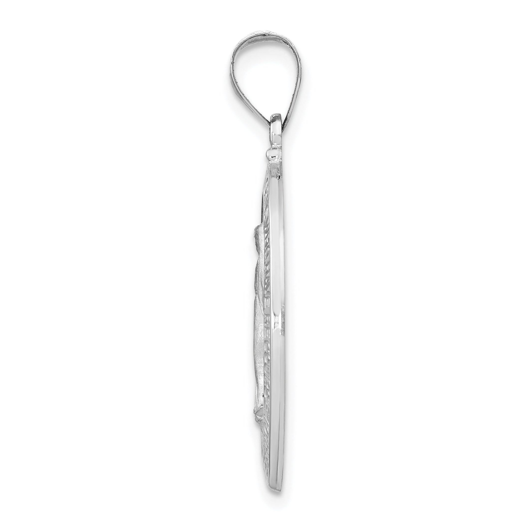 14k White Gold 14k White Gold Polished/Satin Miraculous Medal Hollow Pendant