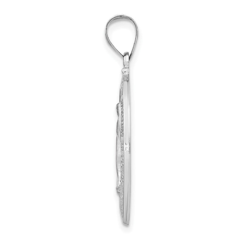 14k White Gold 14k White Gold Polished/Satin Miraculous Medal Hollow Pendant