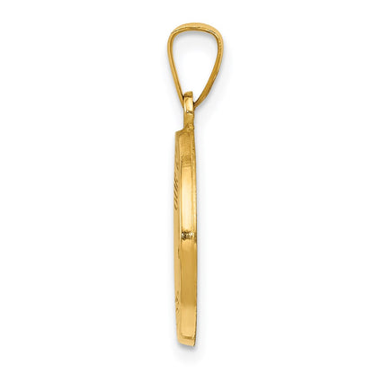 14k Yellow Gold 14k Polished and Satin Our Guardian Angel Medal Hollow Pendant