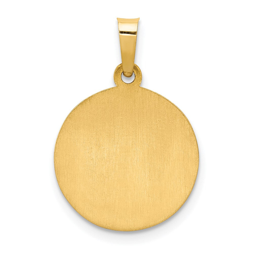 14k Yellow Gold 14k Polished and Satin Our Guardian Angel Medal Hollow Pendant