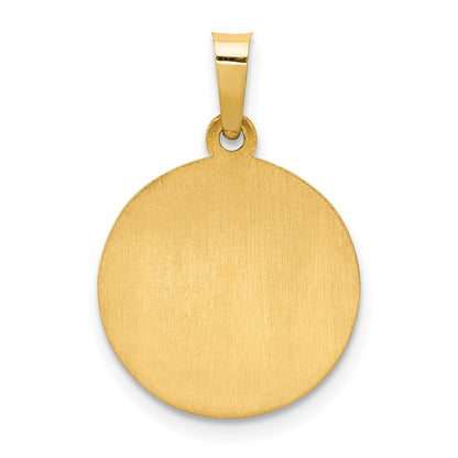 14k Yellow Gold 14k Polished and Satin Our Guardian Angel Medal Hollow Pendant