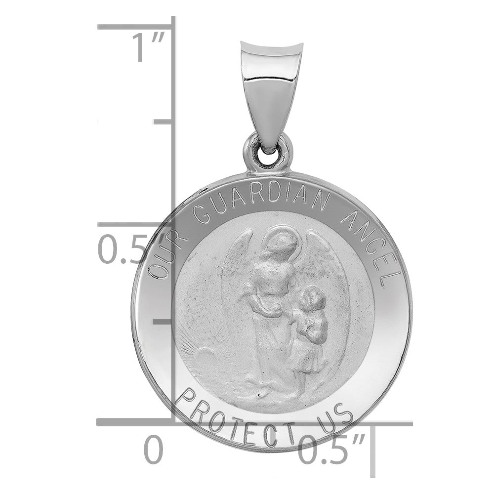 14k White Gold 14K White Gold Our Guardian Angel Medal Hollow Pendant