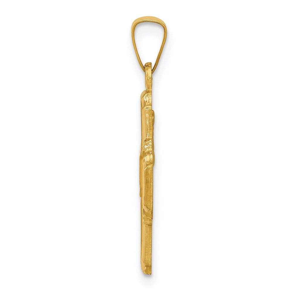14k Yellow Gold 14k Polished and Satin Four Way Medal Hollow Pendant