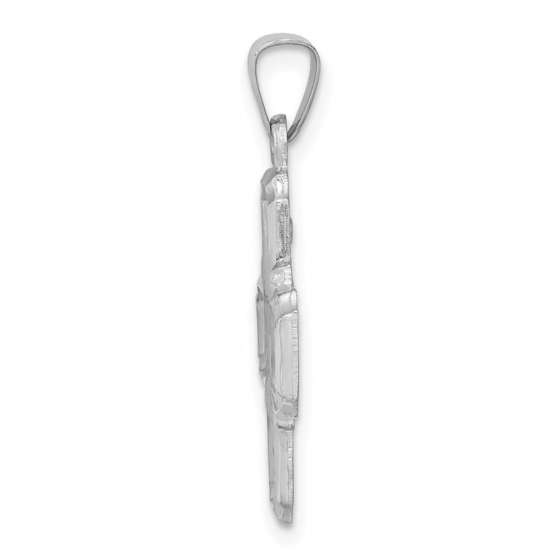 14k White Gold 14k White Gold Polished / Satin Four Way Medal Hollow Pendant