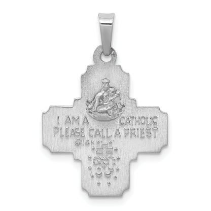 14k White Gold 14k White Gold Polished / Satin Four Way Medal Hollow Pendant