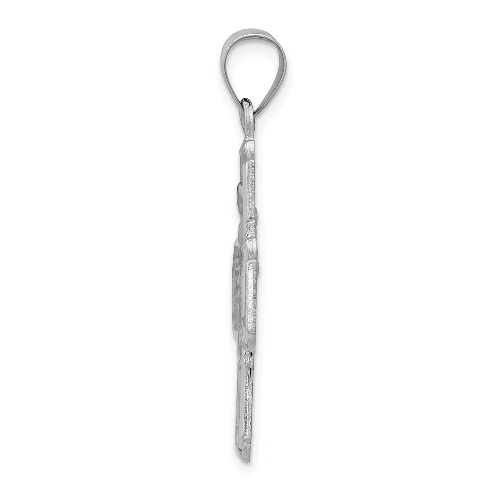 14k White Gold 14k White Gold Four Way Medal Hollow Pendant