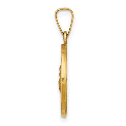 14k Yellow Gold 14k Polished and Satin St. Anthony Medal Hollow Pendant