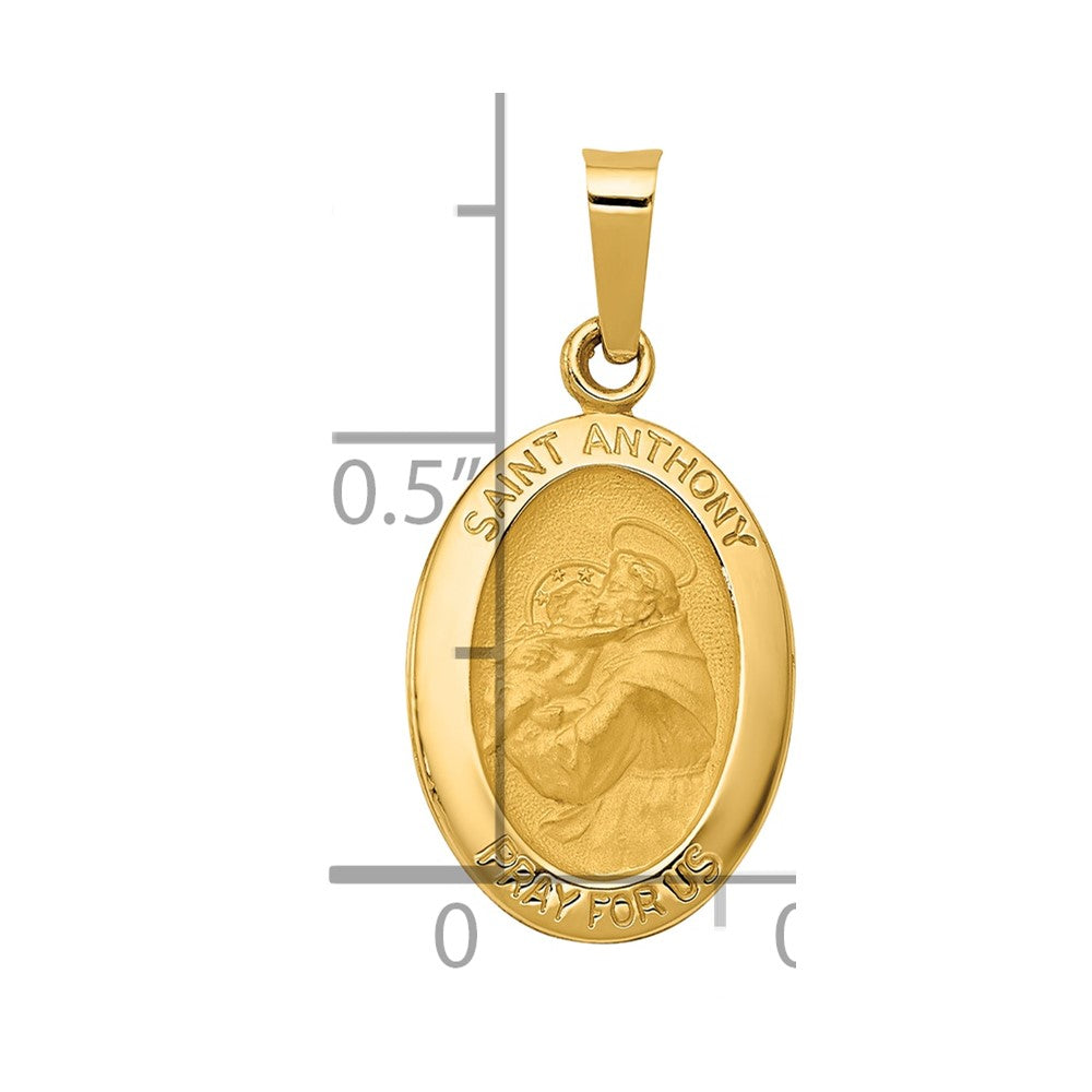 14k Yellow Gold 14k Polished and Satin St. Anthony Medal Hollow Pendant