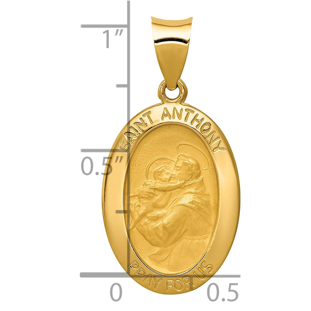 14k Yellow Gold 14k Polished and Satin St. Anthony Medal Hollow Pendant