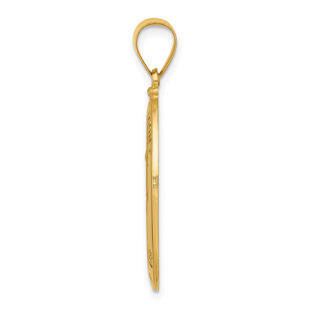 14k Yellow Gold 14k Polished and Satin St. Anthony Medal Hollow Pendant
