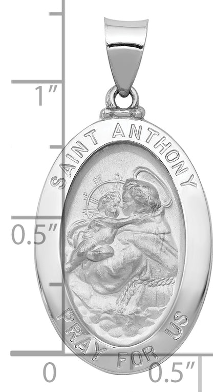 14k White Gold 14k White Gold Polished/Satin St. Anthony Medal Hollow Pendant